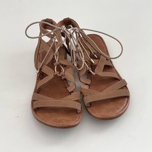 Brown Strappy Tie Up Sandals — Size 6.5